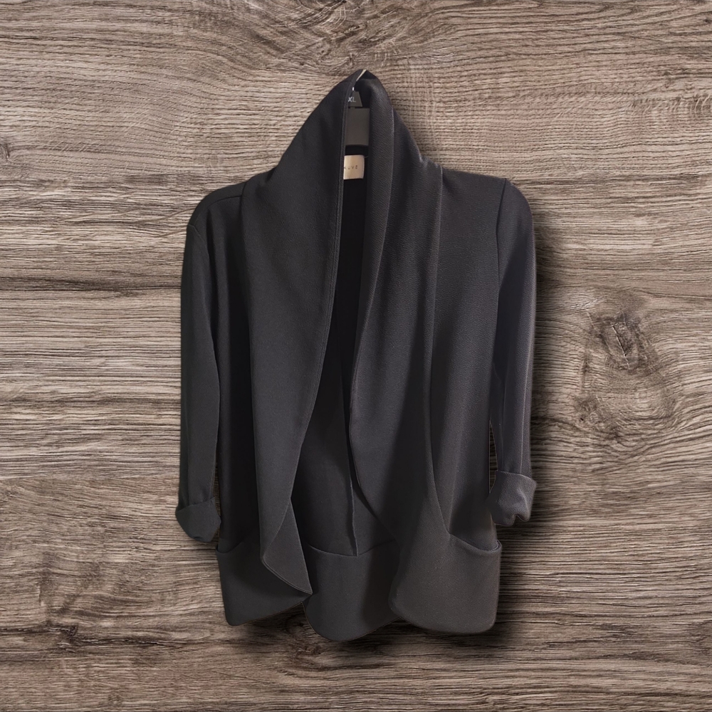 FRENCHMAUVE Womens Stylish Black Draped Cardigan (Medium)